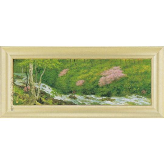 奥田元宋 絵画 渓澗春耀 送料無料 【複製】【美術印刷】【巨匠】【横長