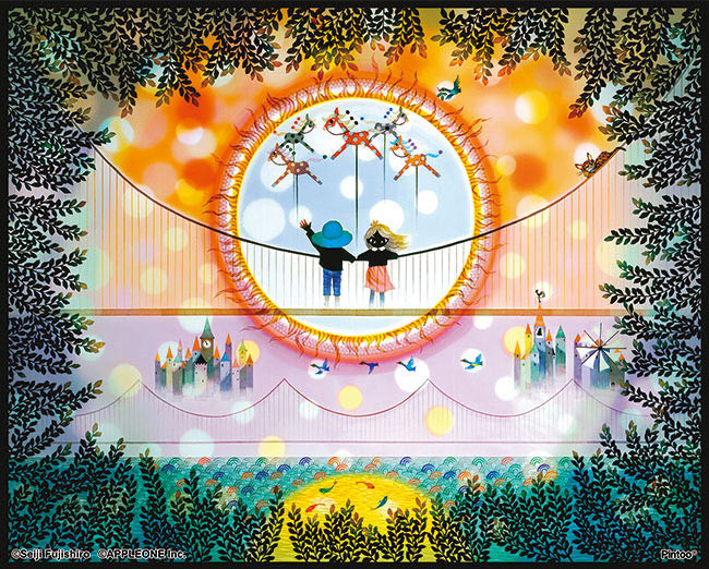 藤城清治 『一輪車のこびと』 359/500 版画 藤城清治 『一輪車のこびと