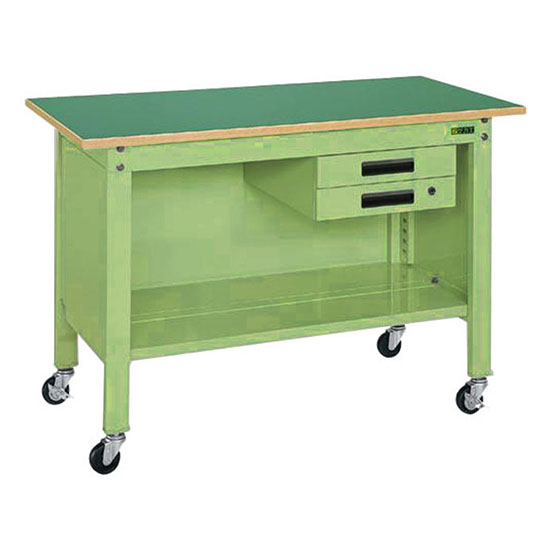 CPB-126B サカエ 一人用作業台 3方パネル 移動式 2段引出し付 幅1200