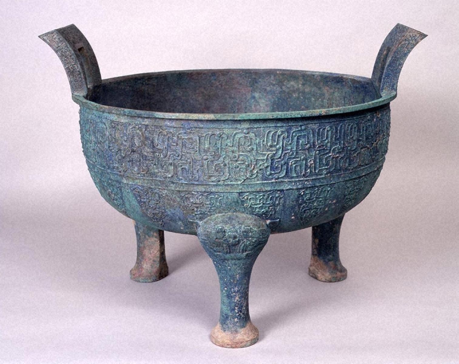 時代青銅製 金工細工 西周鼎 大型香炉 銘文入 置物 オブジェ 古美術