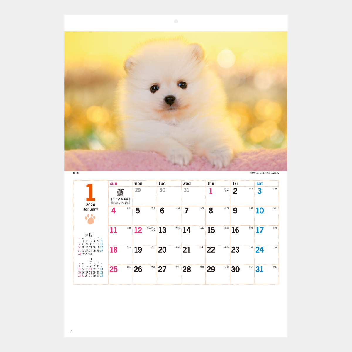 NK-454 サンキュー・ドッグ2026年版の名入れカレンダーを格安で販売