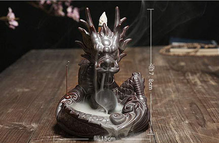 香炉 倒流香 龍の香炉 ドラゴン 白檀 沈香 三角香 倒流香炉 高山流水