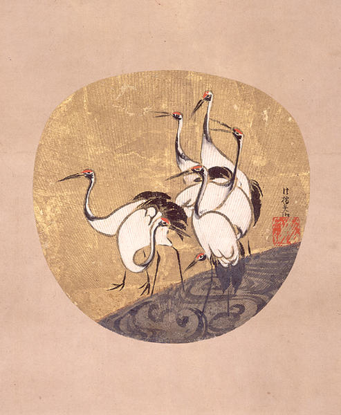 群鶴流水図（尾形光琳筆） - MIHO MUSEUM