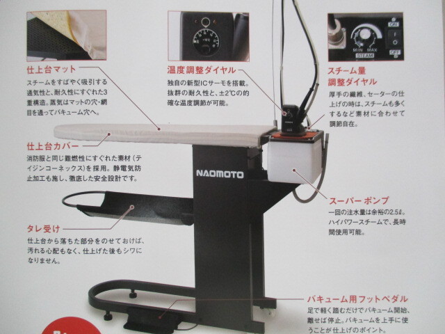 ナオモトスーパーポンプとHYS-410Pアイロンとバキューム付きアイロン台