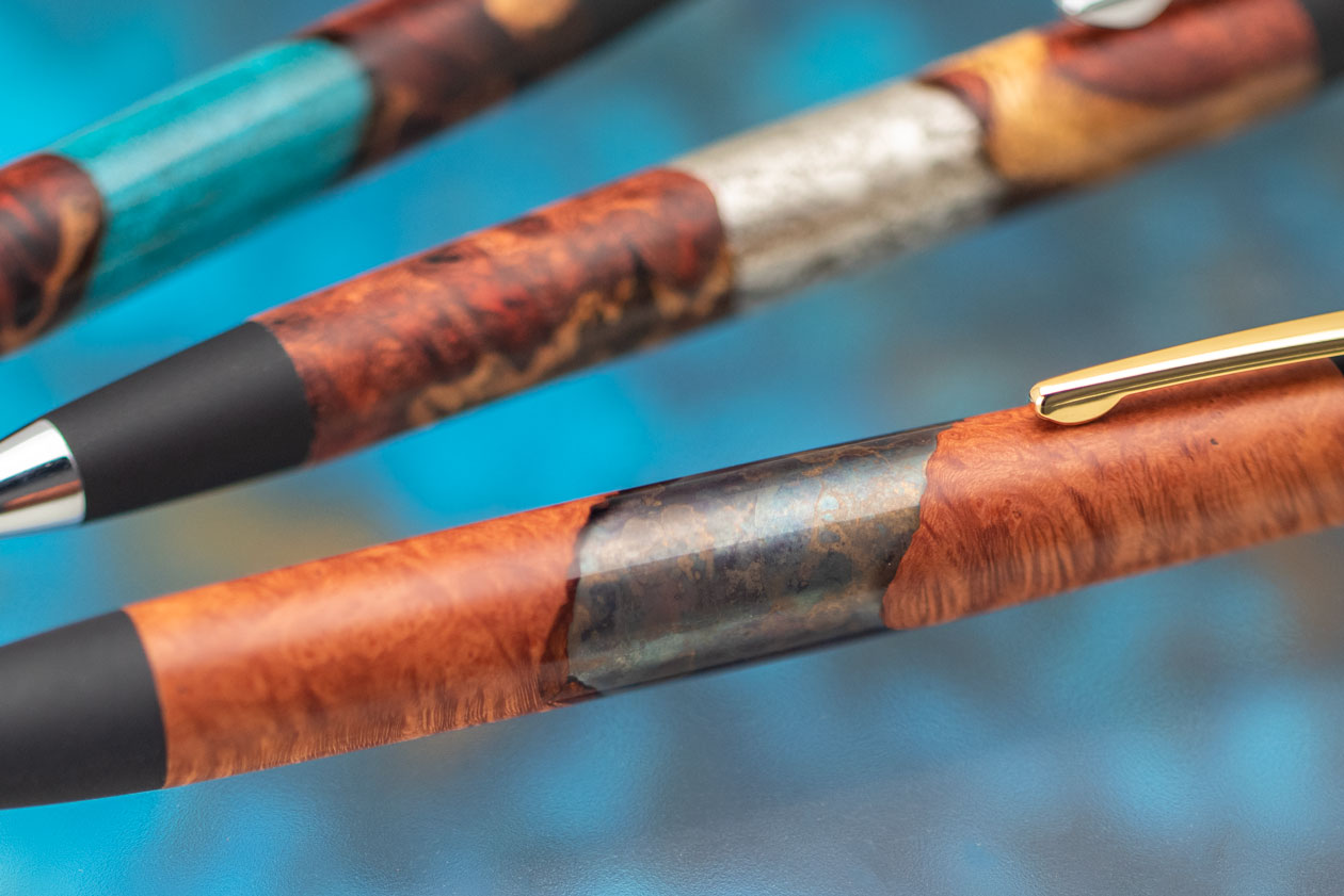 野原工芸 侘寂 ブライヤー瘤 斑紋ガス 青銅色 ボールペン 野原工芸 侘