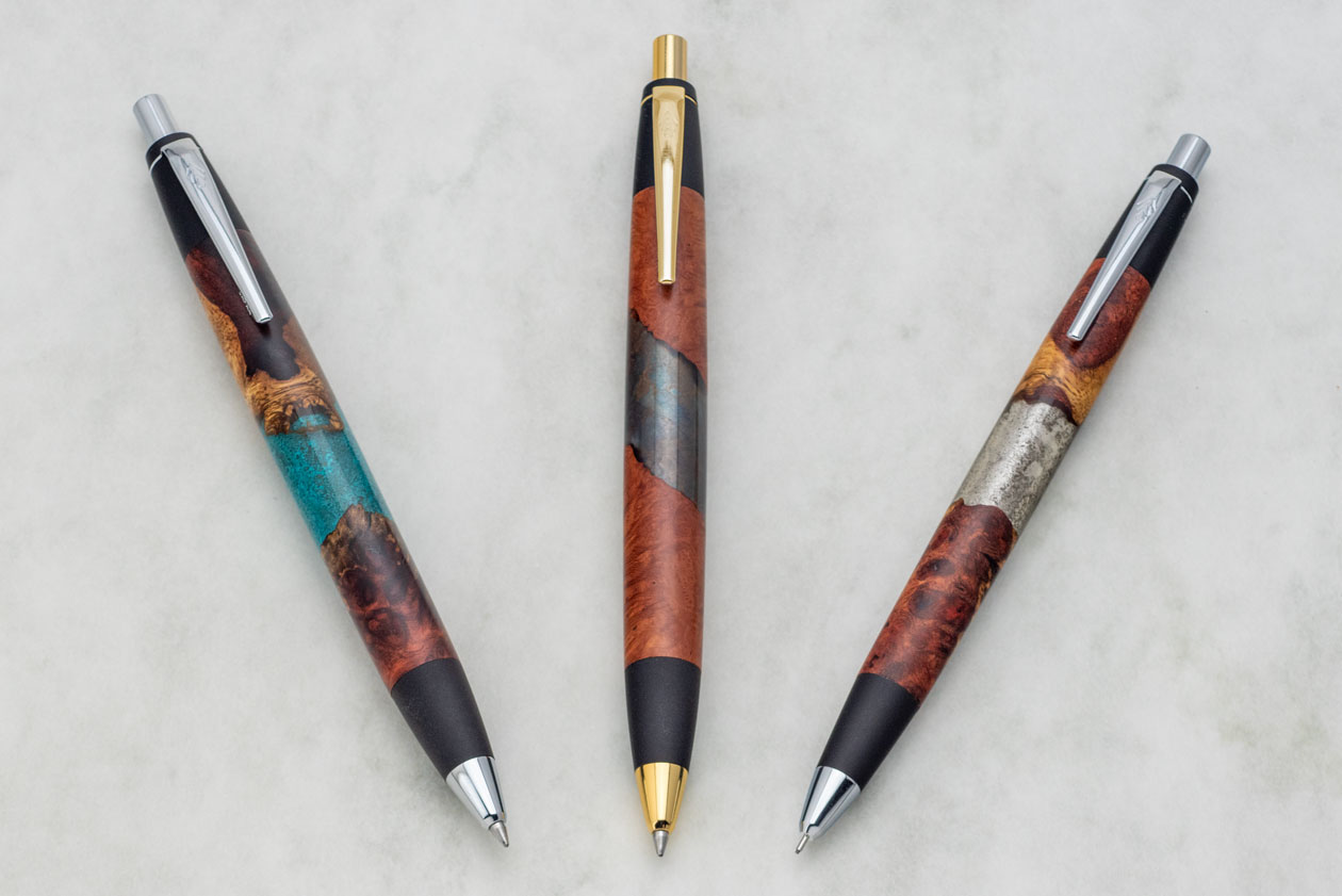 野原工芸似 ボナンペン マーブルウッド 色物(糠焼) 真鍮金具