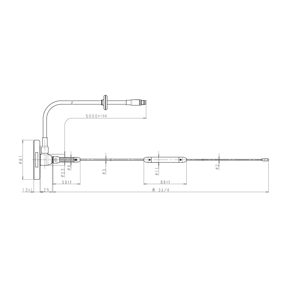 400MHz帯 車載用高利得マグネット式アンテナ（5D-2V) HMG-450-3B-09 f