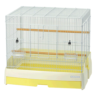SANKO 鳥かご ホワイト/イエロー 餌 シード おもちゃセット付き 三晃
