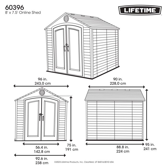 Lifetime 8x7.5 Plastic Shed Kit (60396)