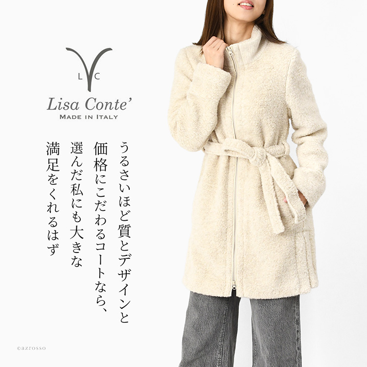 イタリア製 アルパカ ウール コート レディース 軽い ステンカラー