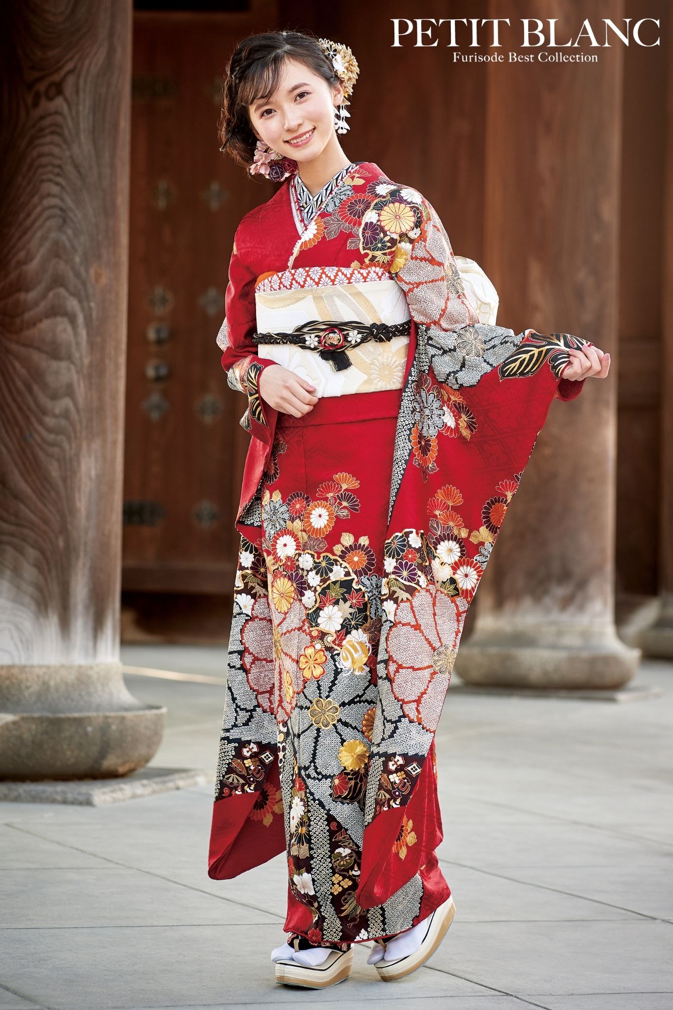 正絹・仕立て上がり】 振袖 赤 古典 成人式 前撮り C30