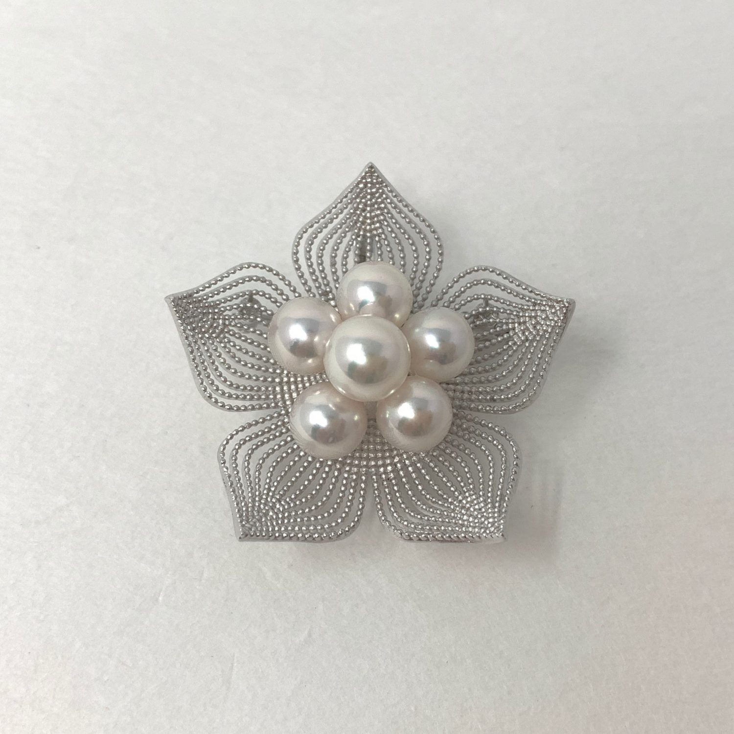 白鳥型 あこや真珠ブローチ あこや真珠こうのとりブローチ【Silver】