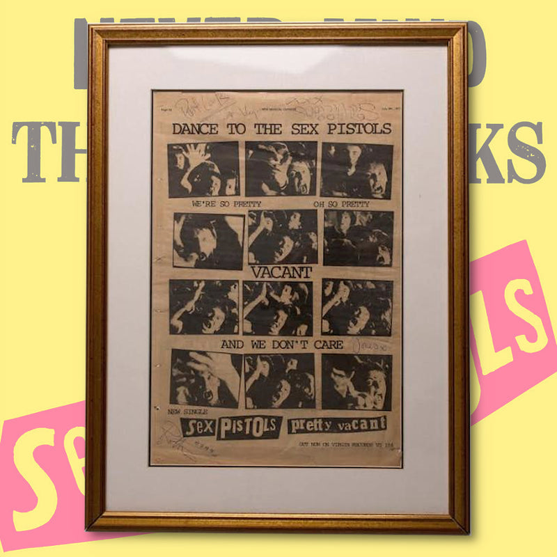 A rare item from a revolutionary band: A Sex Pistols signed advert