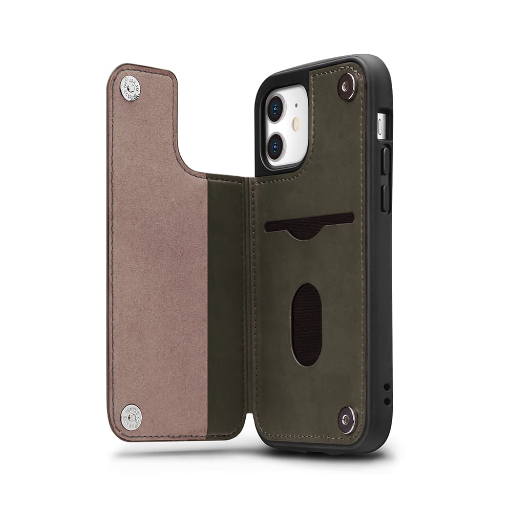 DEMUIブラックフリップ式ソフトケース iPhone12 DEMUIブラックフリップ