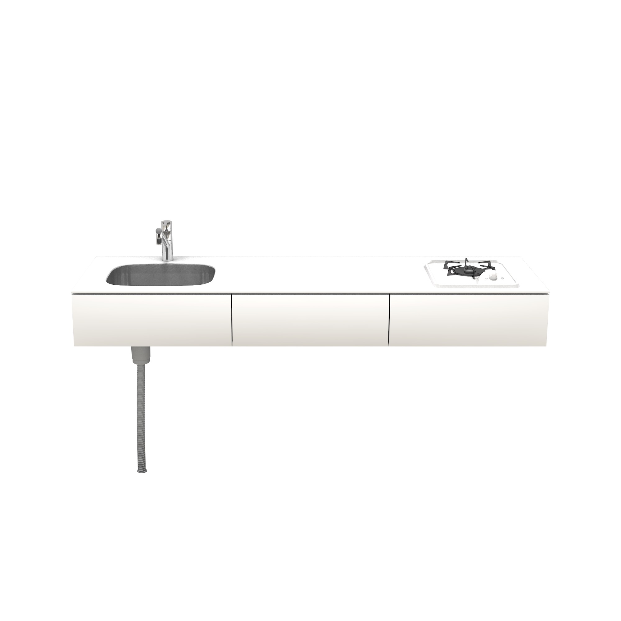 ホワイトミニマルキッチン W1800×D550 | KB-KC013-07-G183 | キッチン