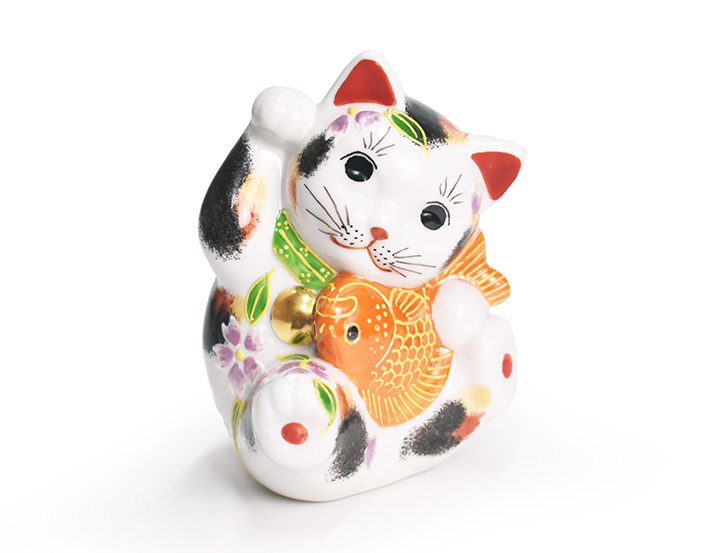 九谷焼 鯛招き猫 置物 三毛盛