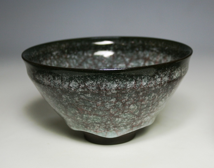 浦口雅行 青瓷黒耀砕茶碗 共箱