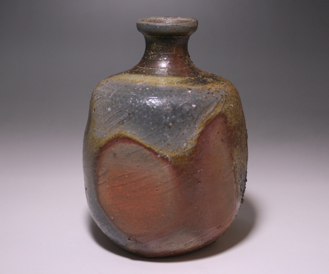 岡山県重要無形文化財 四代松田華山 備前焼 花入 共箱共布栞 フラワー