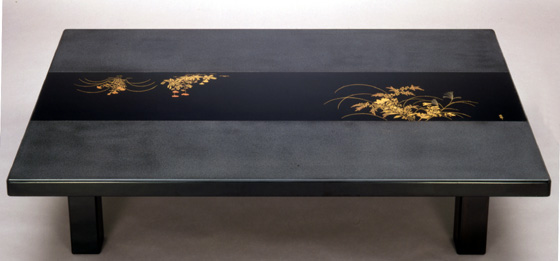 塗師 喜斎 作 蝋色 冠卓 房飾 共箱 木製漆器 花台 二段 塗師 喜斎 作