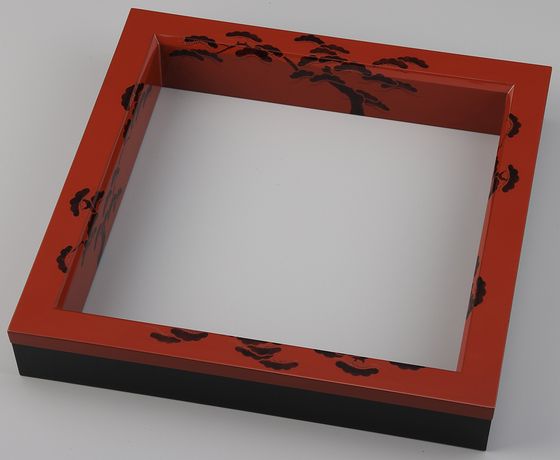 ◇伯◇渡辺 松悦 造 金蒔絵 松喰鶴 木製 炉縁 茶道具