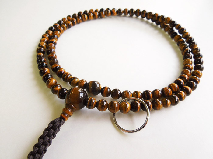 虎目石尺二看経焦茶打紐共仕立 輪入 お数珠の安田念珠店へ｜総本山