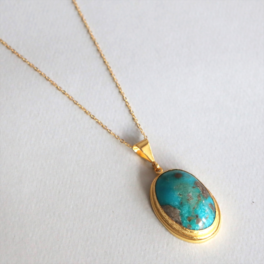 amphora / ターコイズ ペンダント オーバル ビッグストーン 60cm