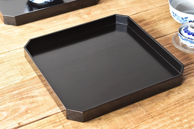 ◇ 茶道具 茶懐石 両次 利休形 木製黒真塗 飯器 杓文字