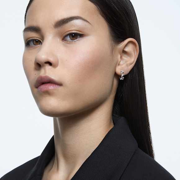Matrix フープピアス, ホワイト, ロジウム・プレーティング | Swarovski