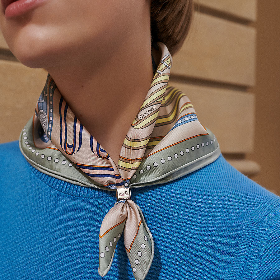 エルメス ミニモールドゥ スカーフリング ツイリーリング シルバー