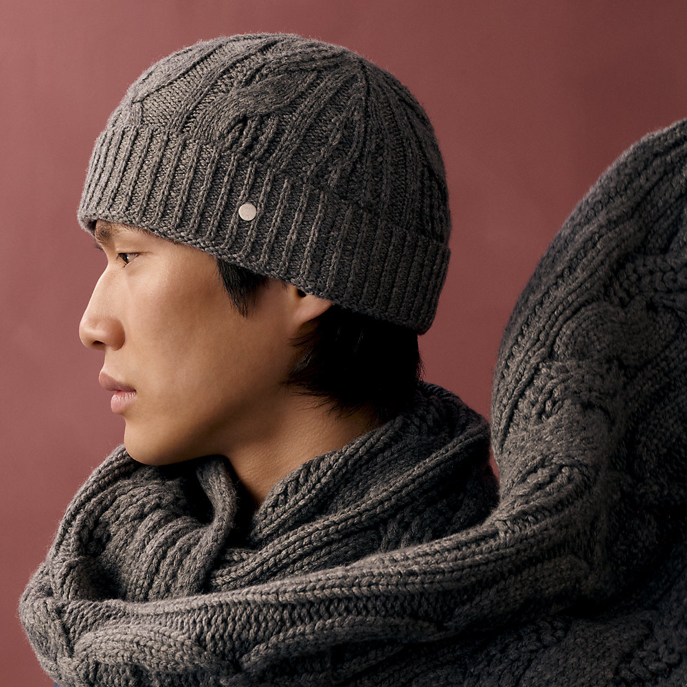 ニットキャップ 《ケーブル・マイヨン》 - グレー | Hermès - エルメス