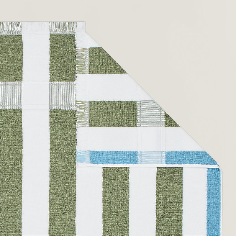 ビーチタオル 《ヨッティング・ストライプ》 PM - グリーン | Hermès