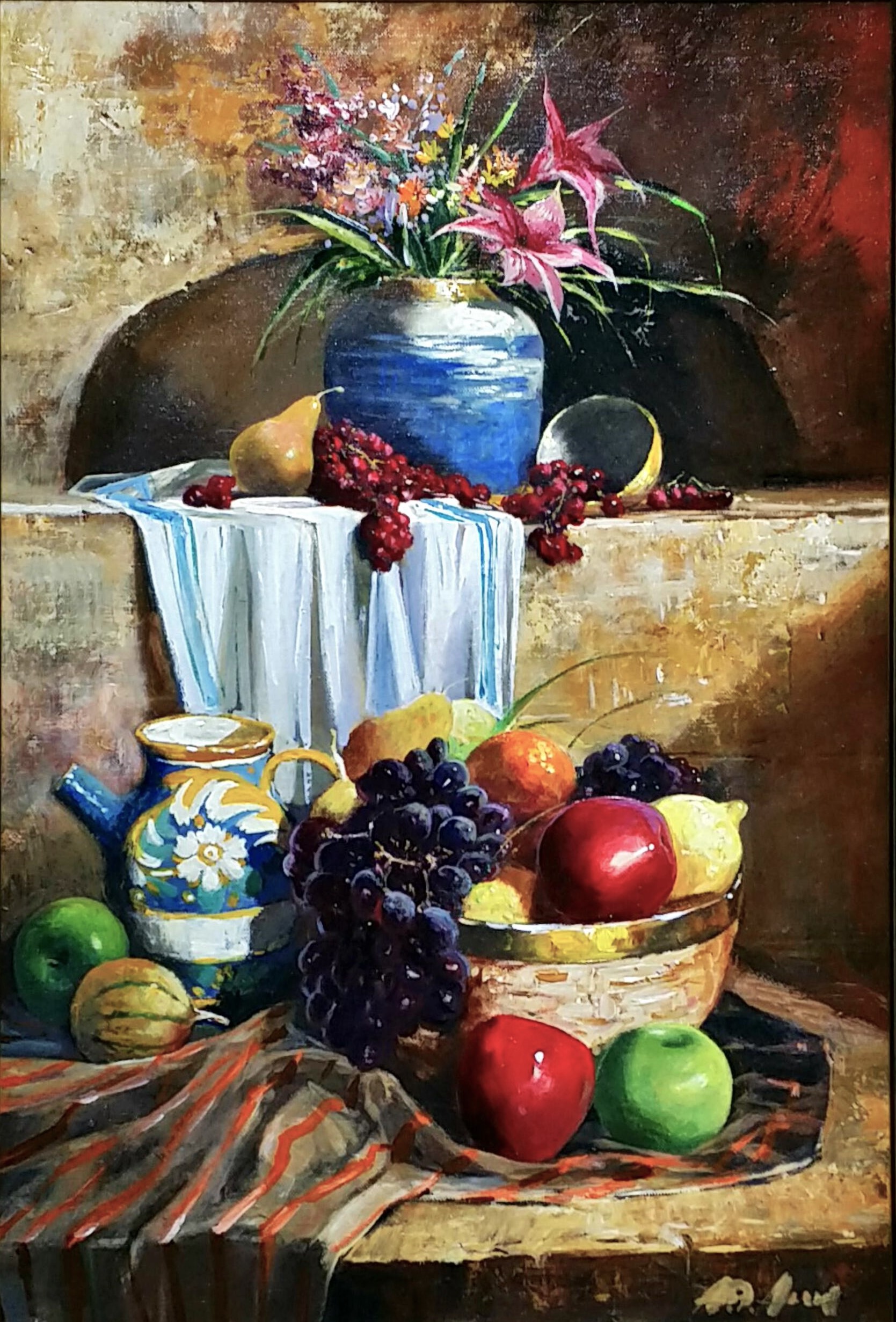 果物の静物画 油彩画 果実の静物画（水彩・紙）