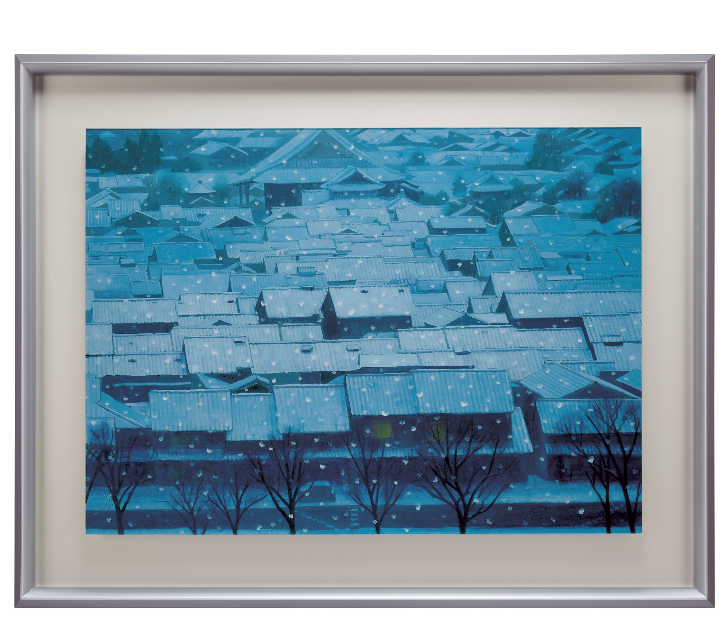 東山魁夷、【雪降る】、希少な額装用画集画、新品高級額 額装付、状態