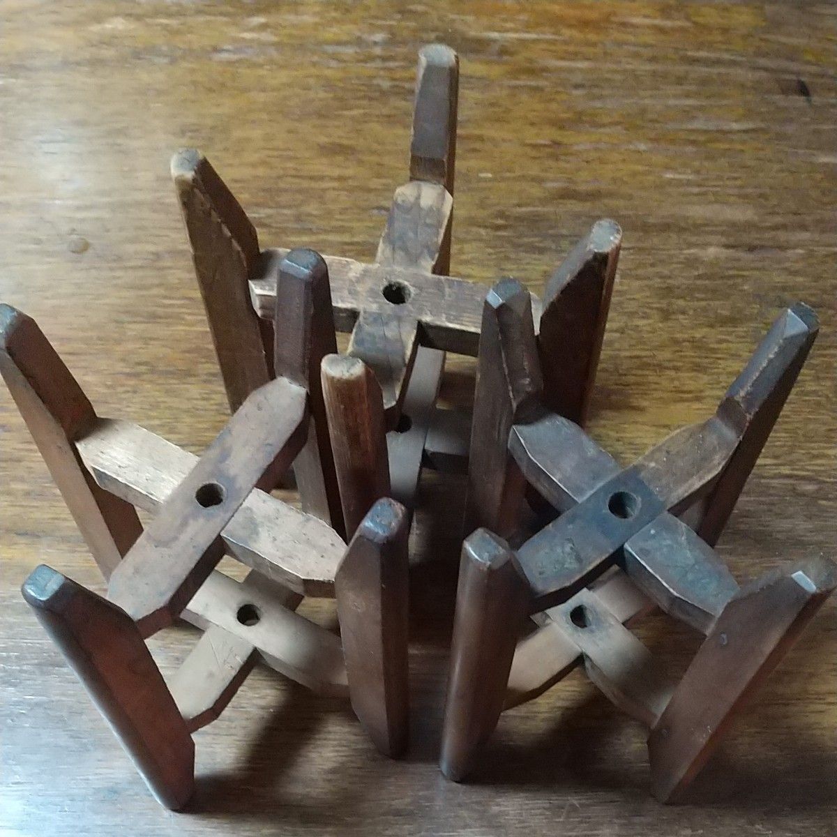 糸巻き機3個 レトロ古民具 木製 糸巻き 木枠 アンティーク インテリア