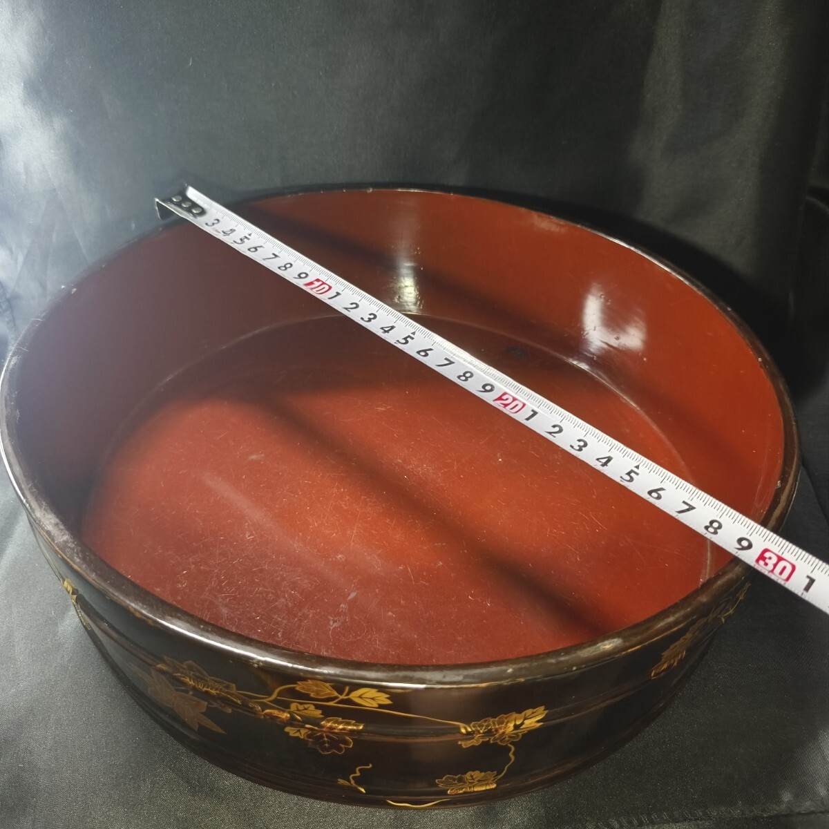 茶道具 桃山期蒔絵洗桶 煎茶茶櫃 木製漆器 骨董 時代物 桐箱入り 蒐集