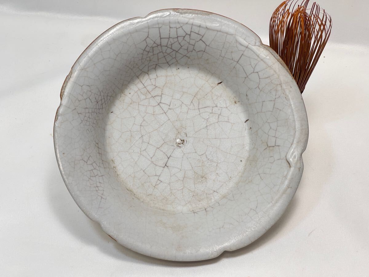 A489】宋/元時代？ 哥釉冰裂紋水洗 花口盤 中皿 水洗 筆洗 水盂 書道具
