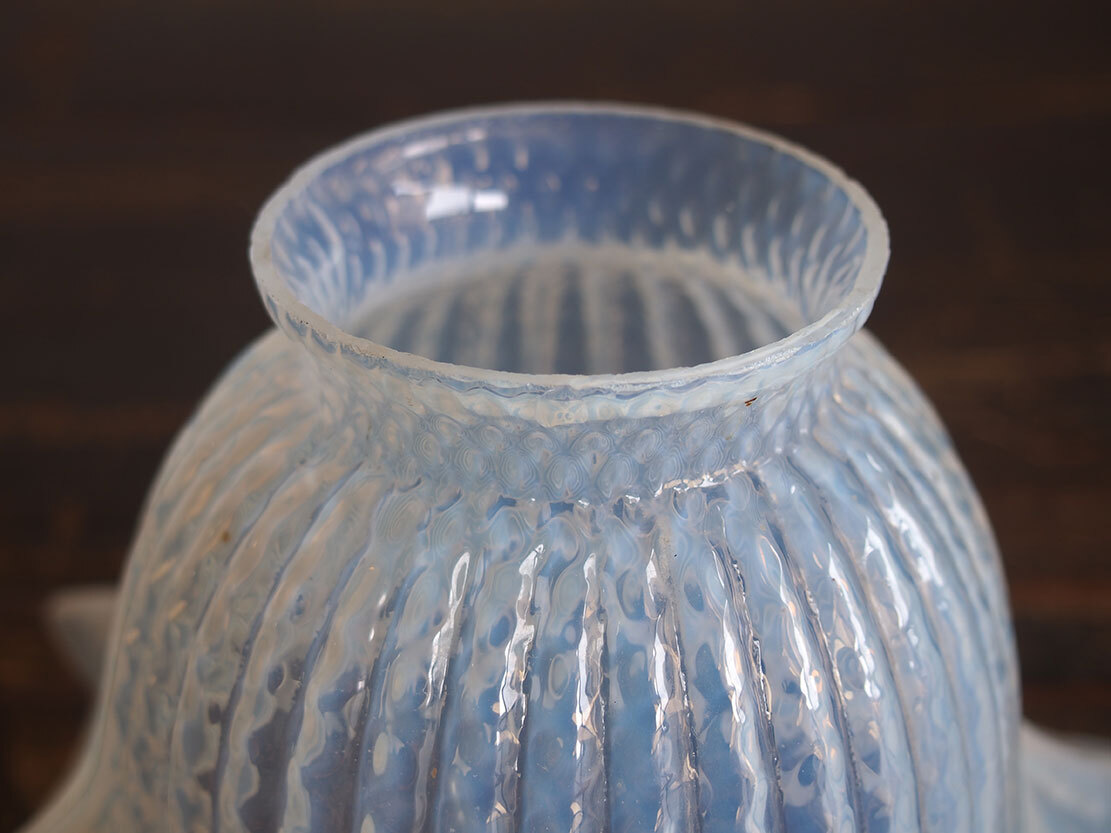 オパールガラス フリルガラス ランプシェード電笠 直径15.7cm 大正