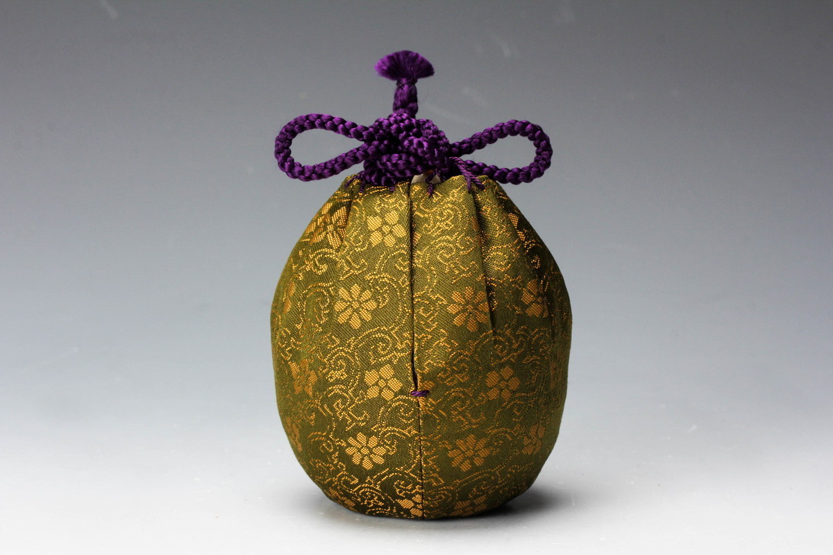 茶道具 平安 笹田有祥作 摸白玉文珠 茶入 仕覆付 共箱 V