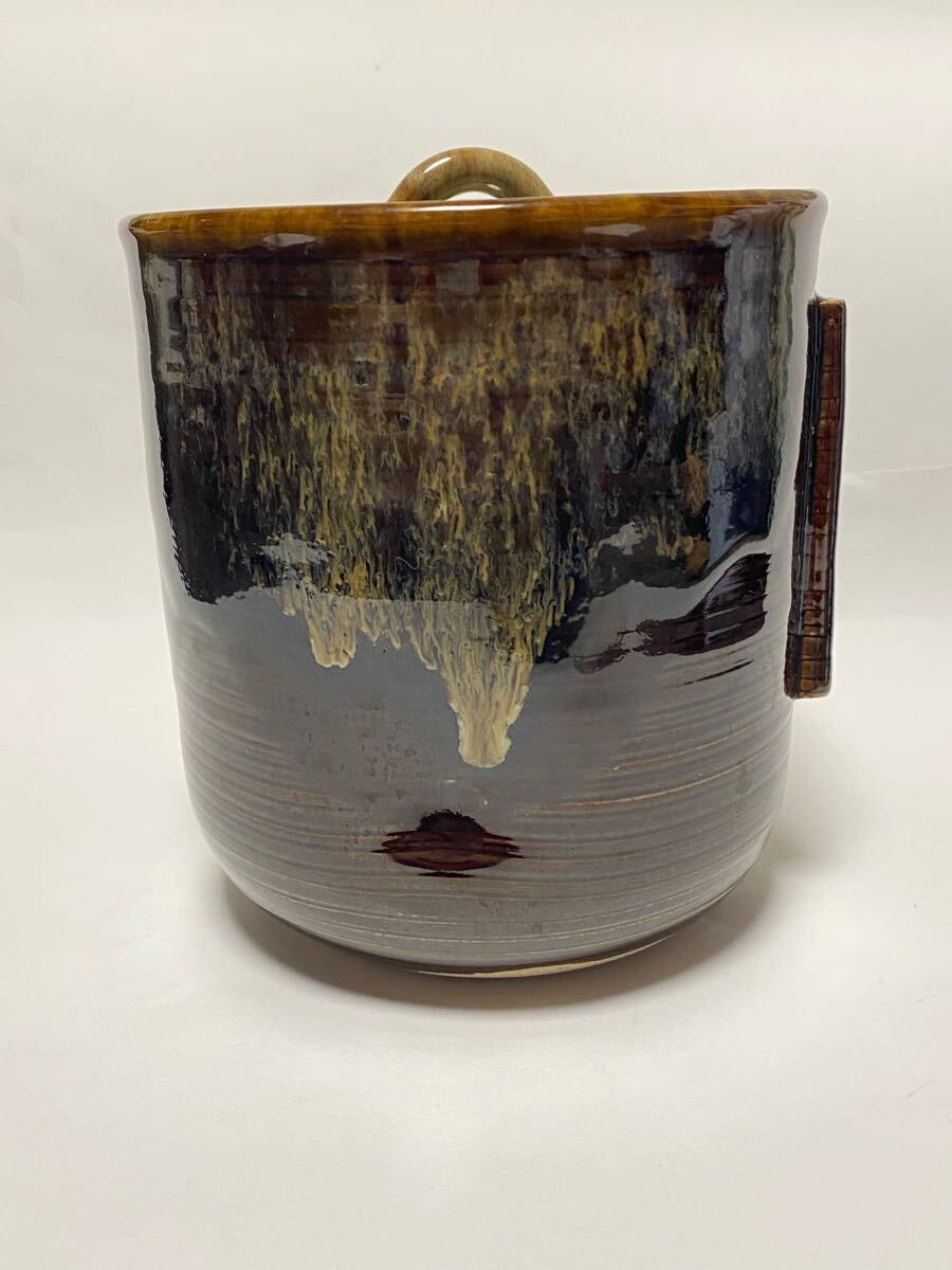 P146 水指 『高取焼』『笹山登古造』『耳付水指』 共箱 茶道具