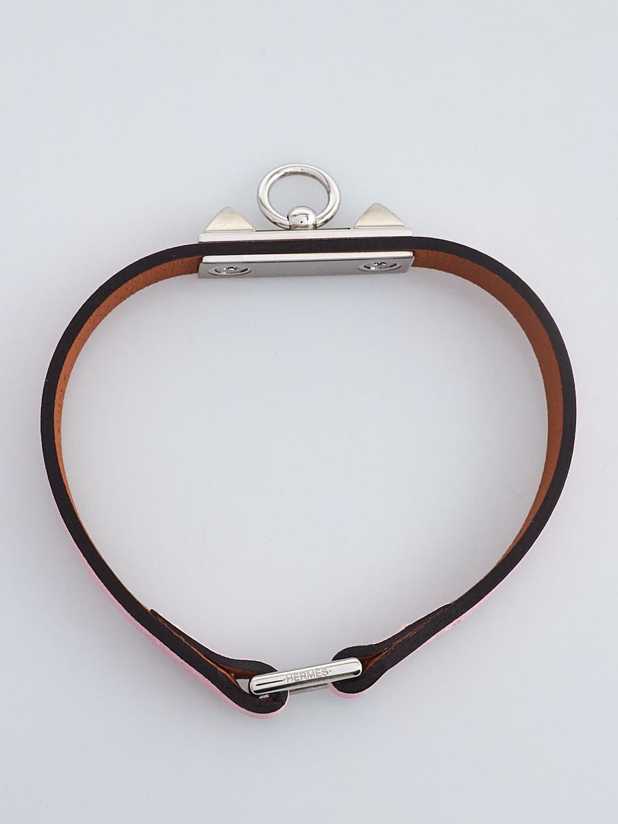 Hermes Rose Sakura Swift Leather Palladium Plated Micro Rivale