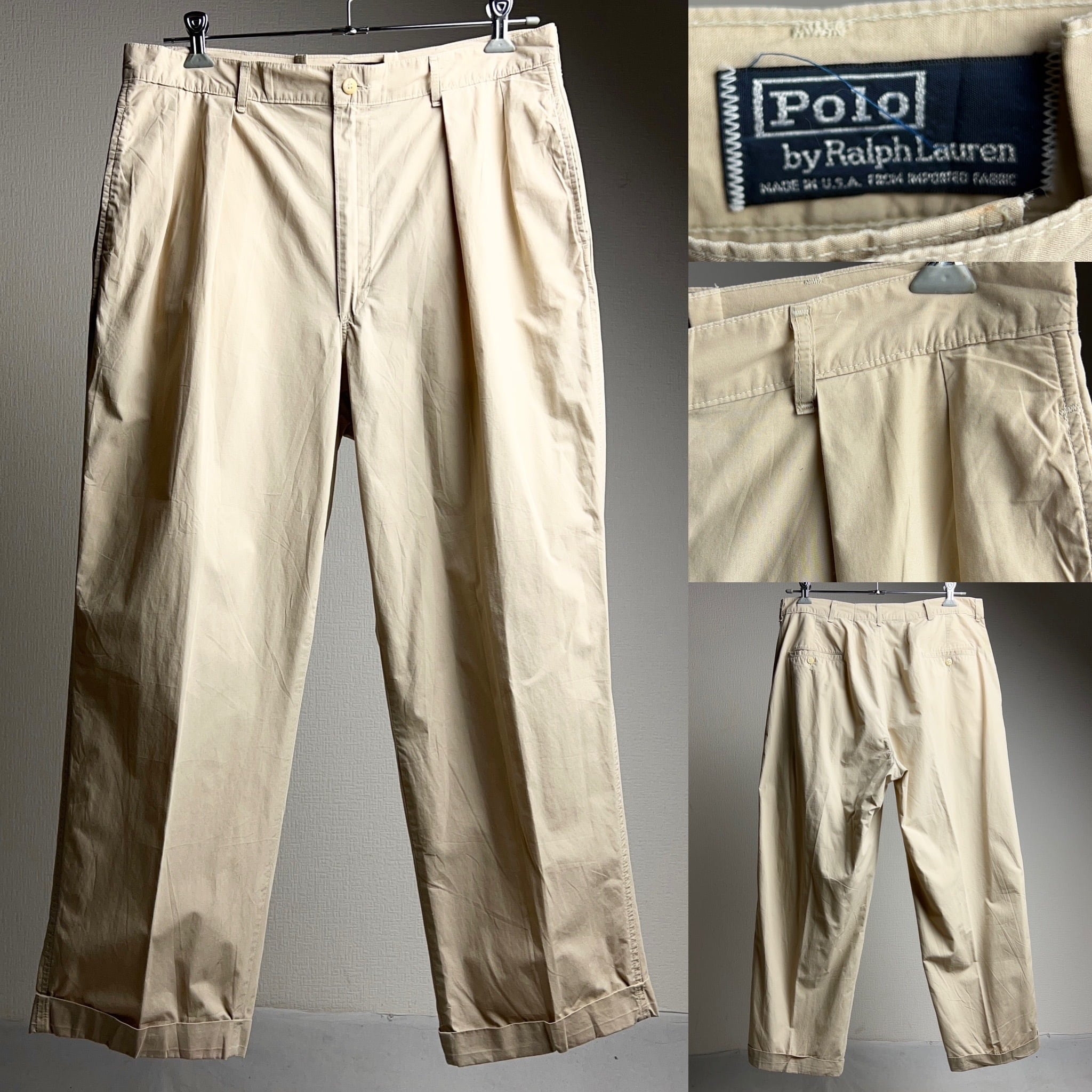 90's “Polo by Ralph Lauren” IN-TUCK COTTON PANTS USA製 2タック