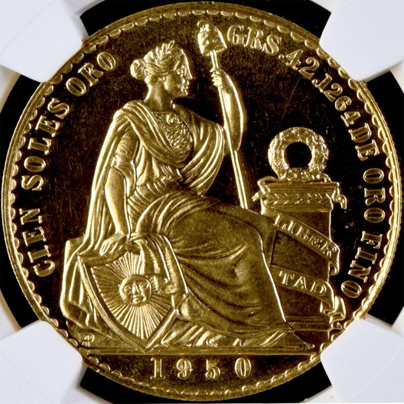 1953 ペルー 100 ソル 金貨 NGC-AU Details 1953 ペルー 100 ソル 金貨