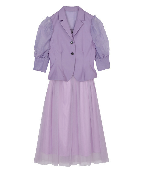 セール】PEPLUM LINE CHIFFON SKIRT SET DRESS（ワンピース）｜Ameri