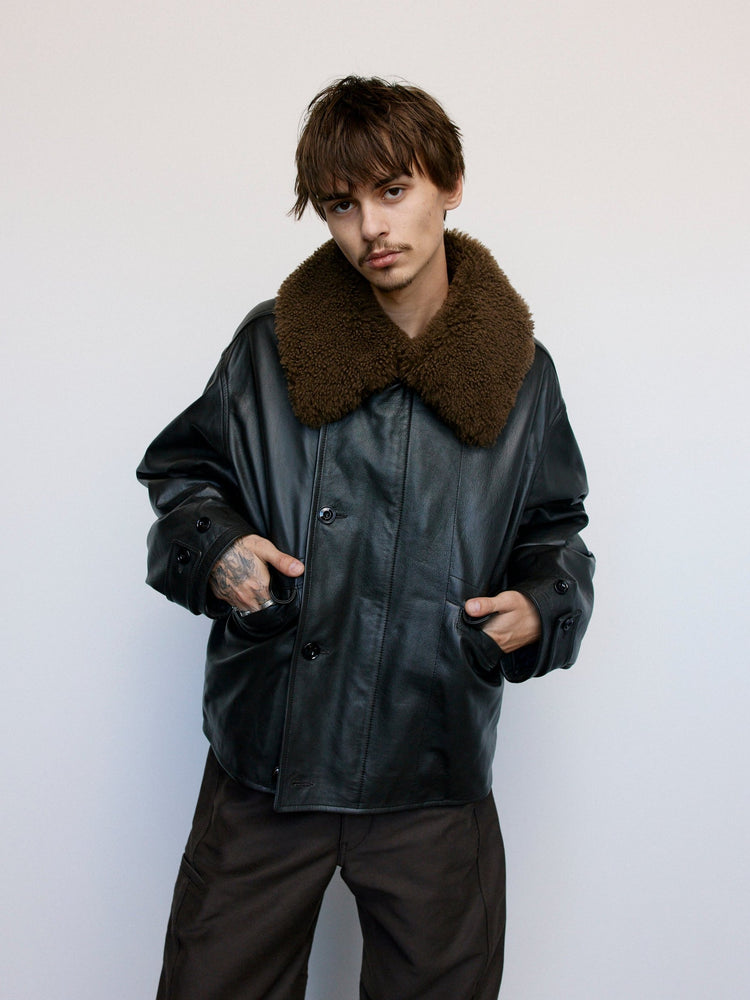 DPTO — Dark Espresso Soft Nappa Cow Leather Quilted Leather Blouson