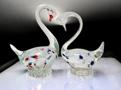 イタリア ムラーノ - オリジナル ムラーノ ガラスの白鳥 3 個セット