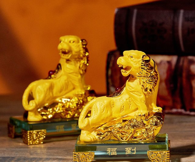 送料無料】台湾 お宅を安定させ、金運引き寄せのゴールド虎爺の飾り