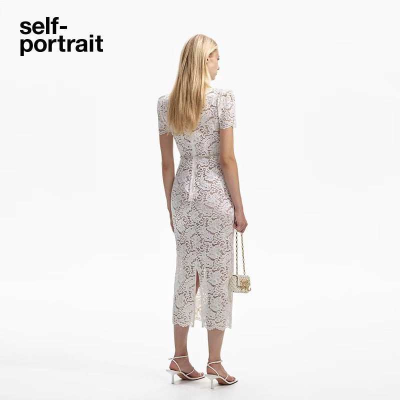 Self-Portrait SALE CREAM CORD LACE MIDI DRESS – CHUUI_Collection