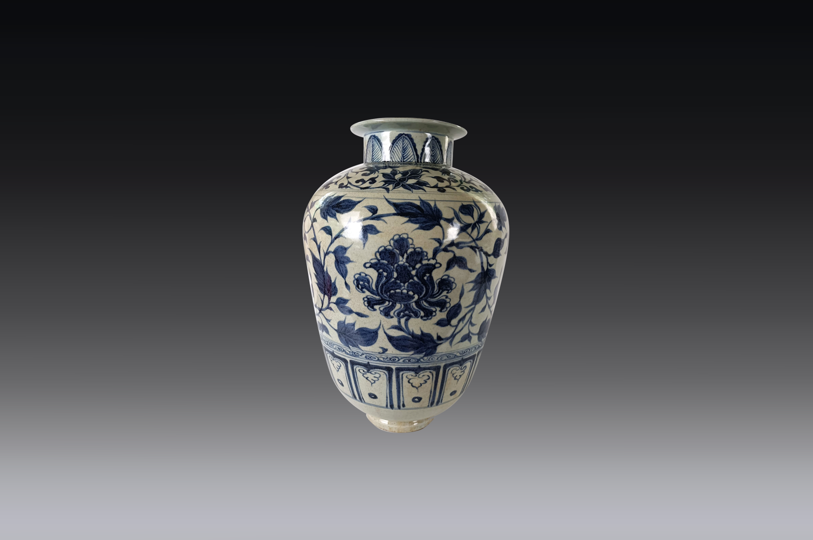 中国 大清雍正年製款 青花 唐草龍花文 遊環双耳瓶 V R7172B 中国 大清