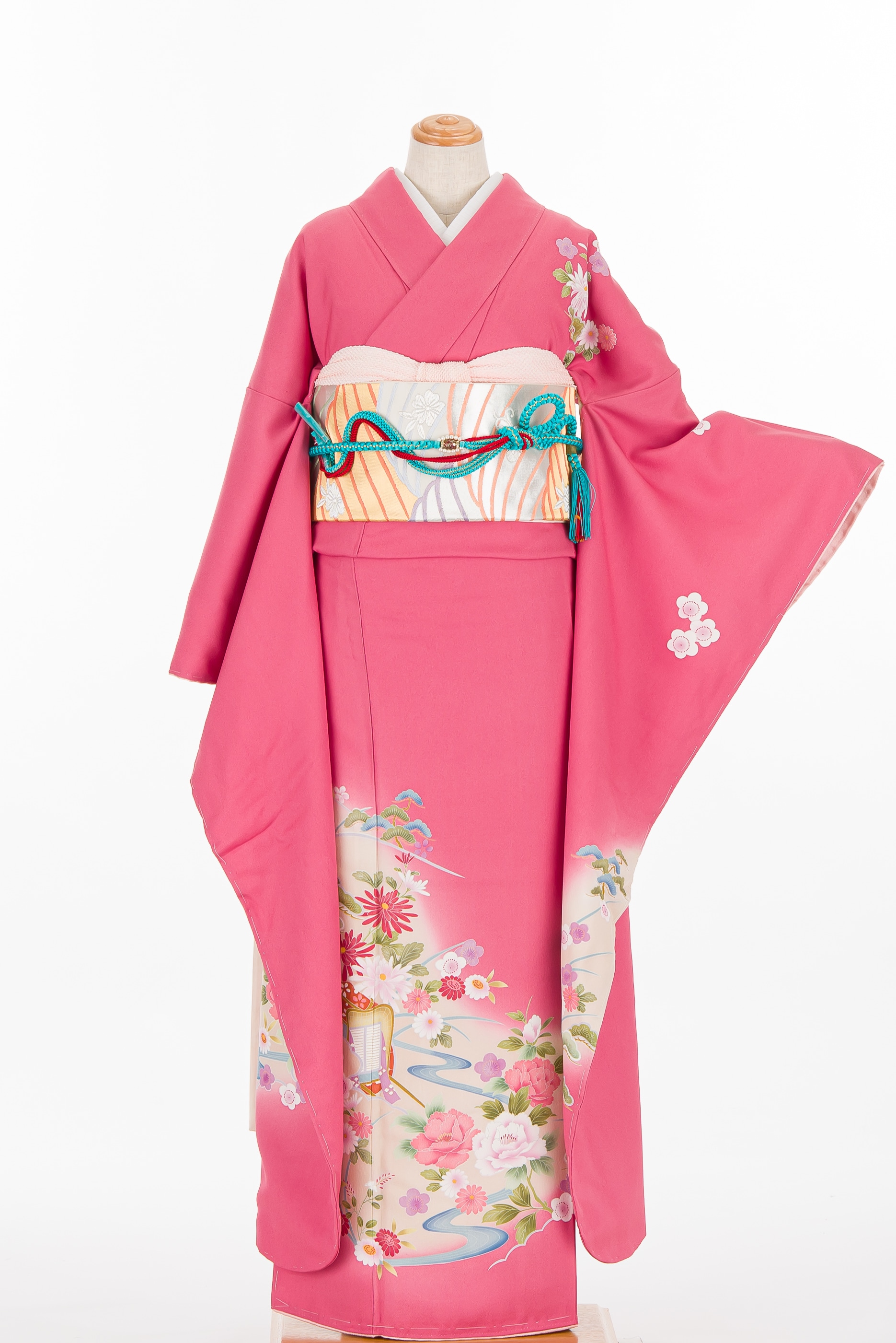 振袖 御所車に花 - からん::アンティーク着物・リサイクル着物の通販サイト