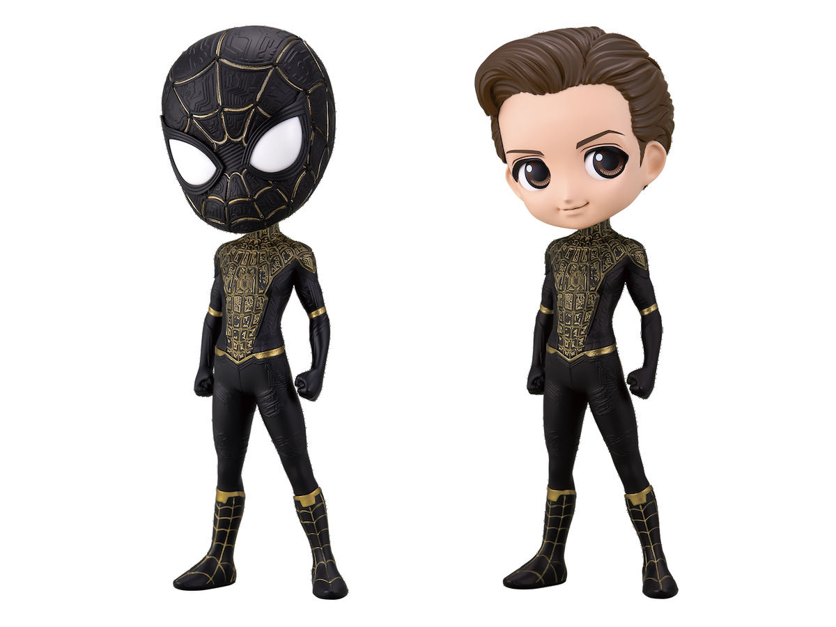 キューポスケット マーベル フィギュア 黒とゴールドのスーツをまとっ